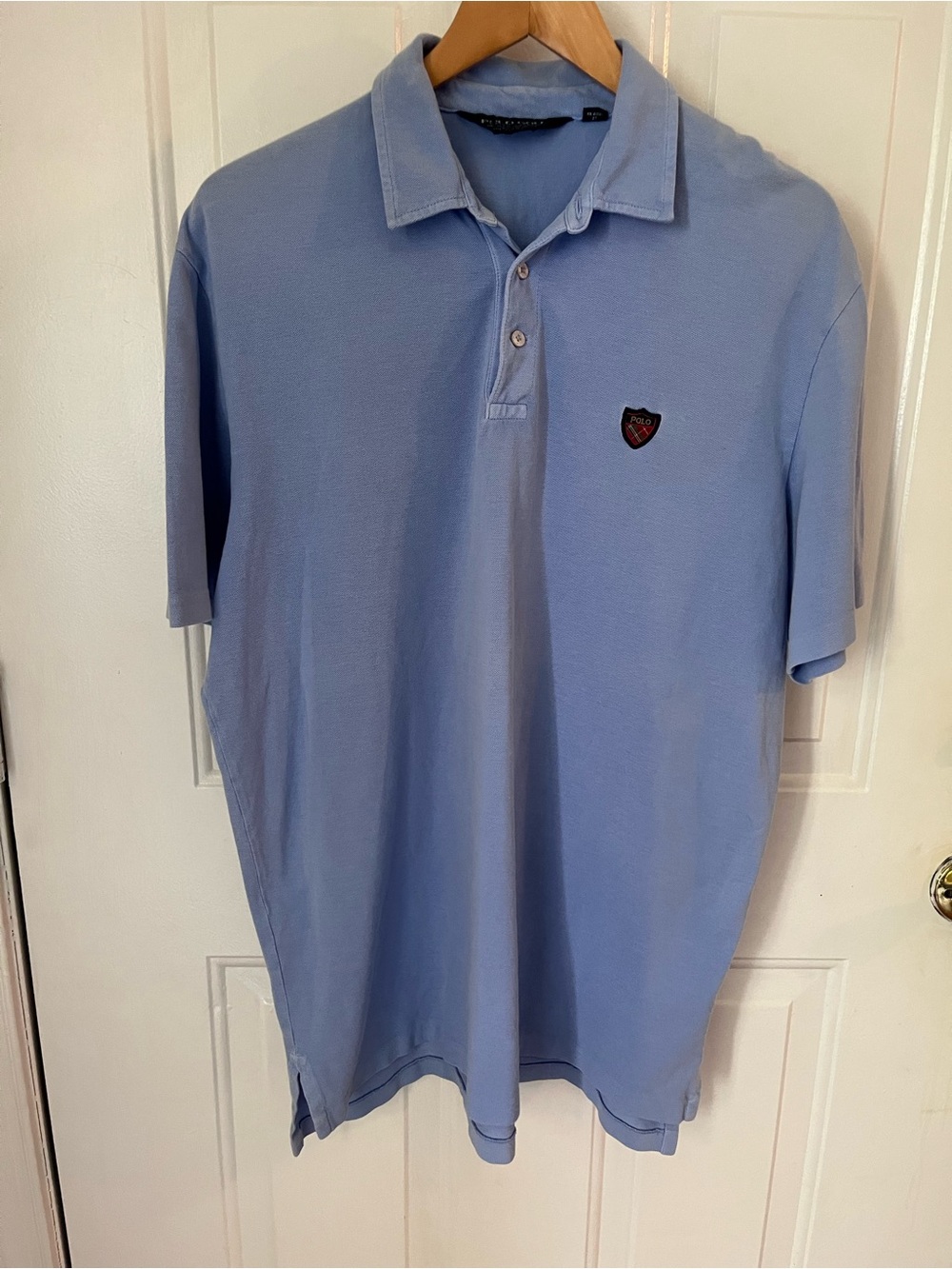 Ralph Lauren Polo Shirt Men L Golf University Blue Crest Logo Sports Preppy